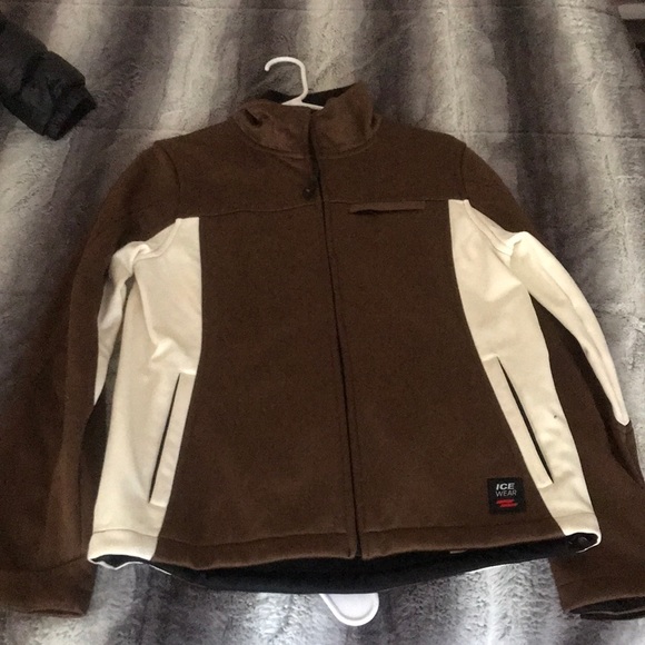 Ice wear brown and white coat. Worn ONCE! - Picture 1 of 9